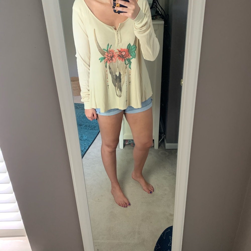 Wildfox Floral Skull Henley